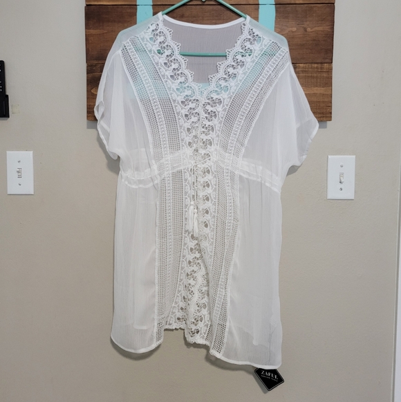 Zaful Other - White Lace Kimono Cover-Up One Size New With Tags